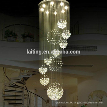 LED Hanging Light,Round Crystal Chandelier For Villa Ceiling